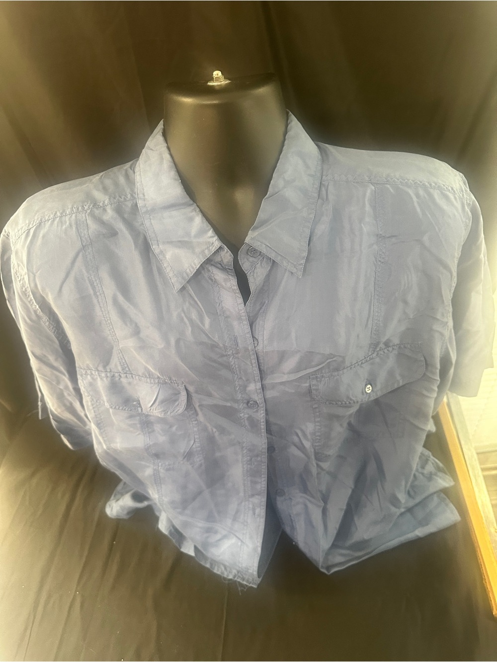 Light Blue Women's Button-Front Shirt-casual corner and co retro-size L-#622